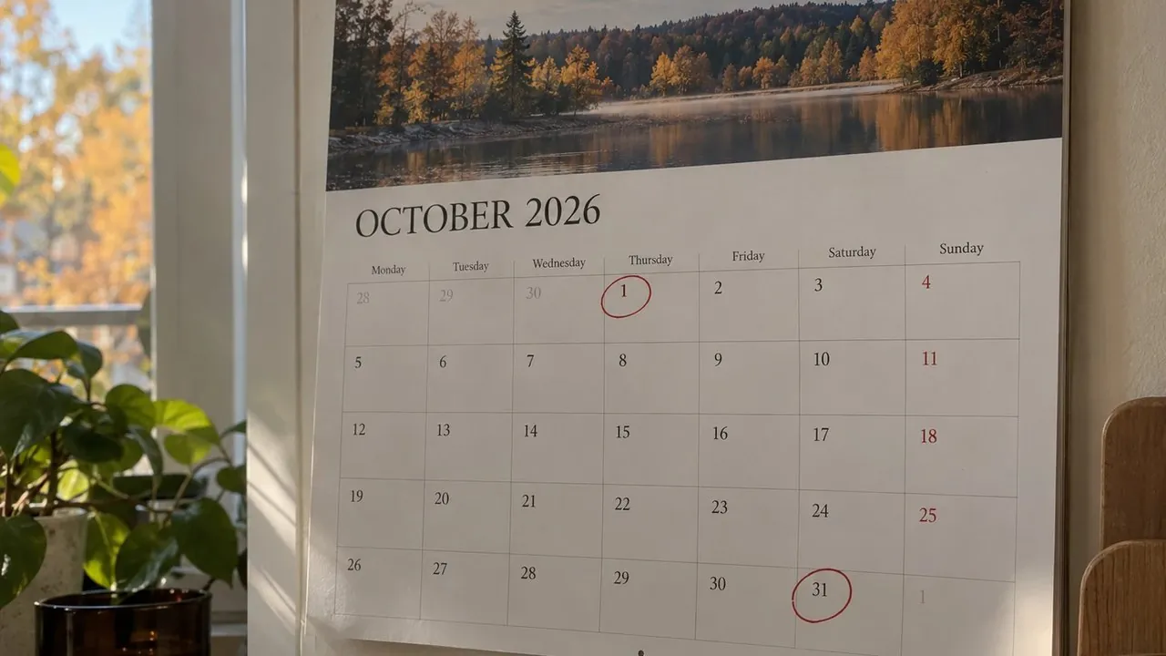 How much weight can you lose in a month: a wall calendar with the first and last day of October 2026 circled