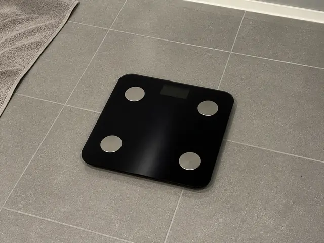 Bathroom scale in soft morning light